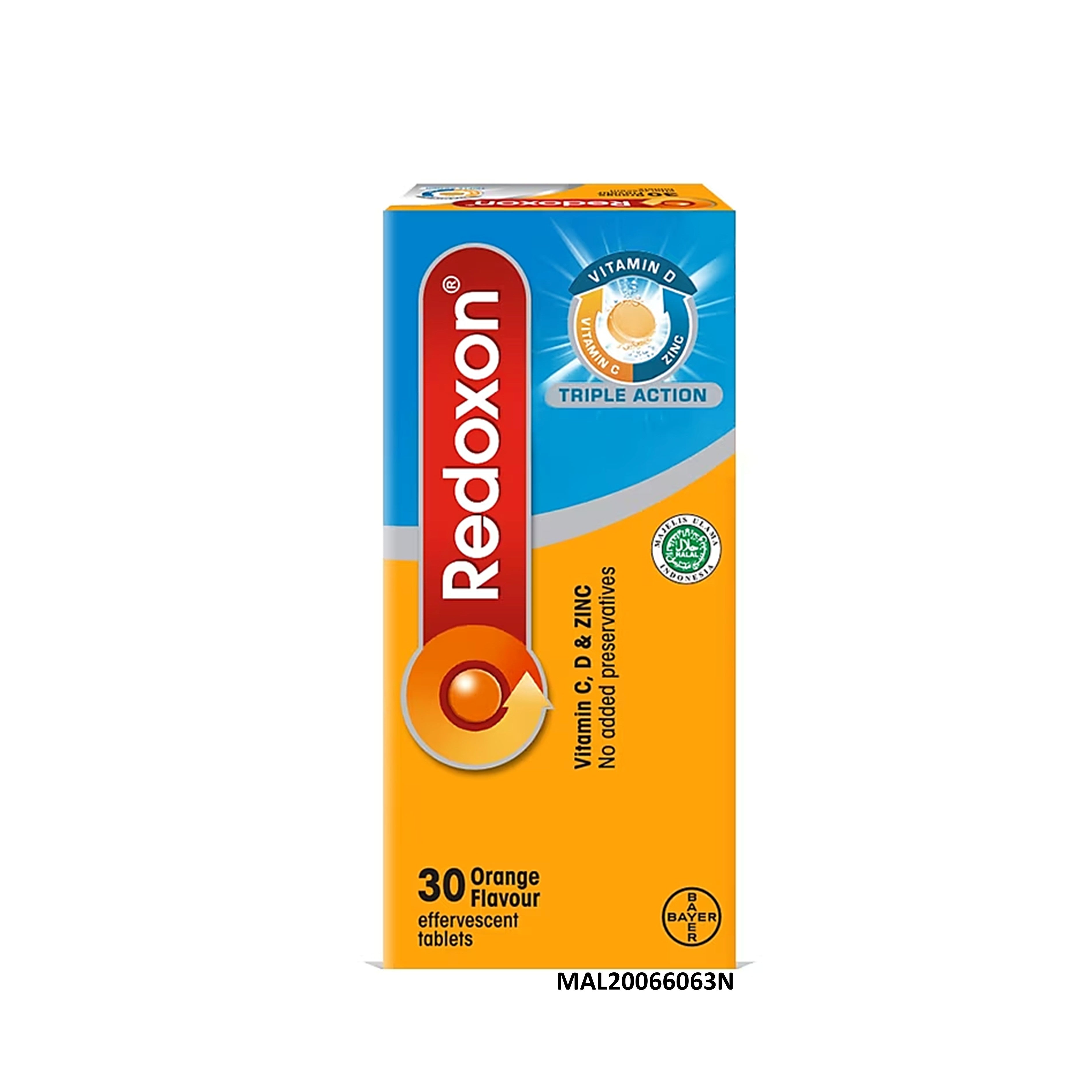Redoxon Triple Action (Vitamins C, D and Zinc) Effervescent Tablet 2x15’s (Orange Flavour)