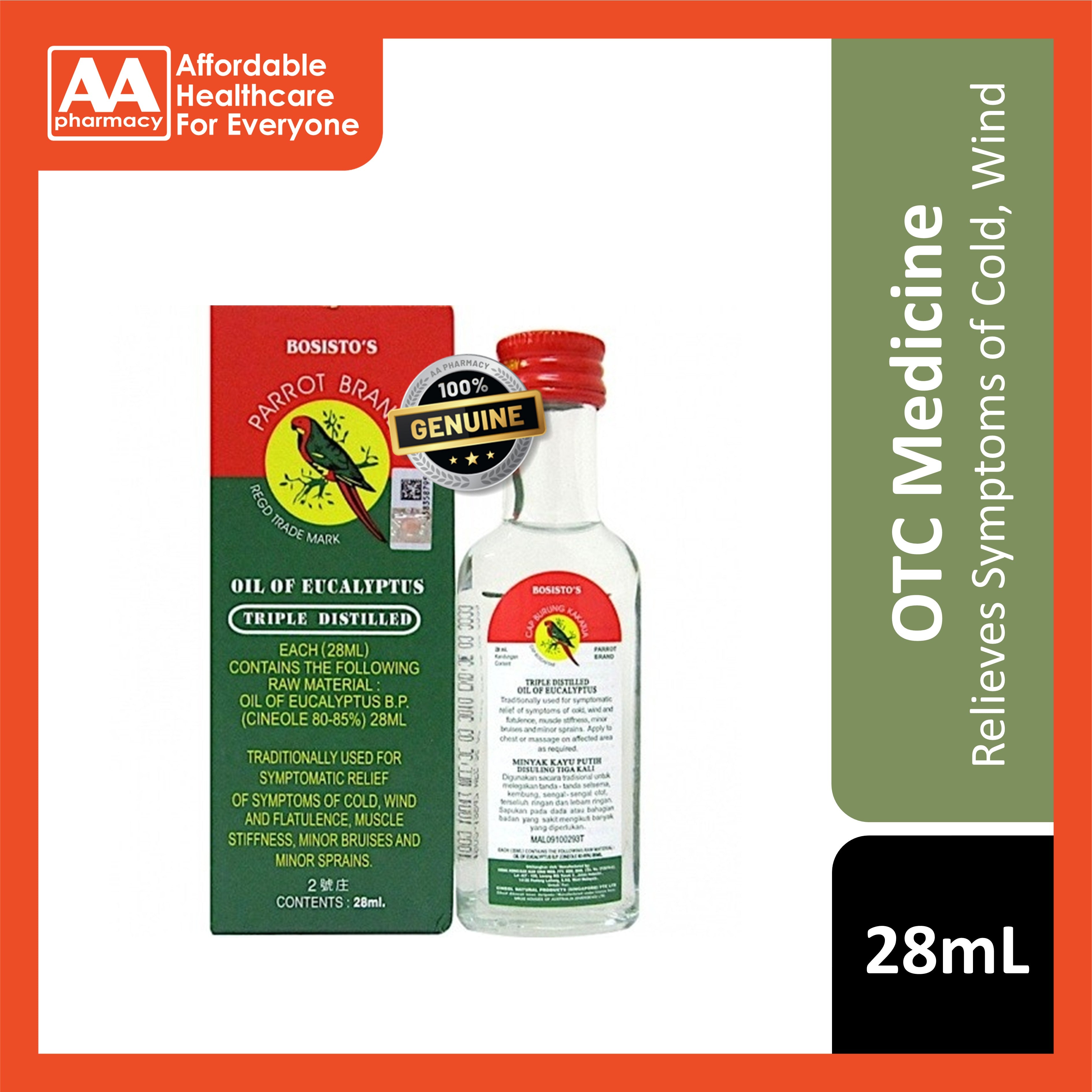 Bosisto's Parrot Brand Oil of Eucalyptus 28mL