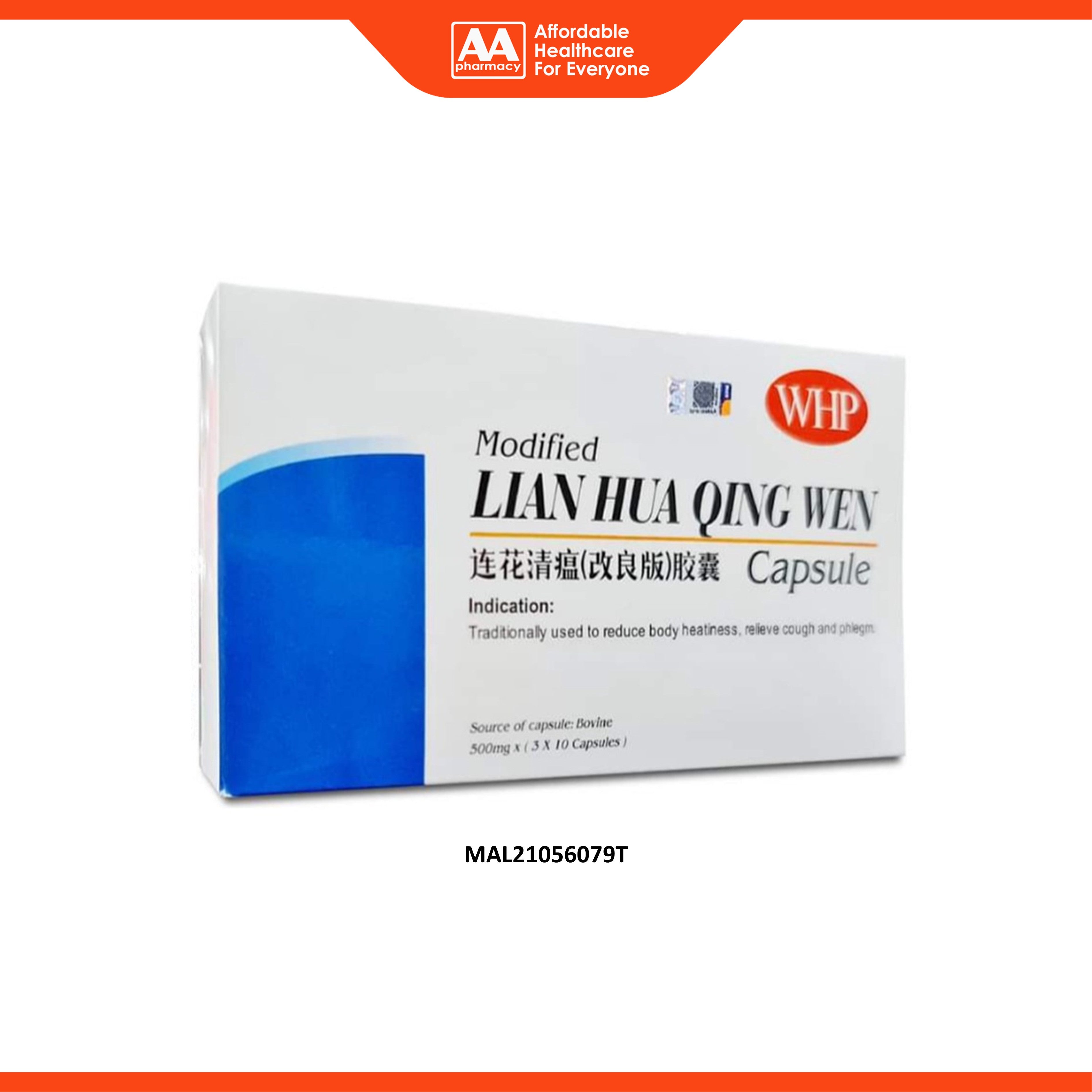 WHP Modified Lian Hua Qing Wen 500mg Capsule (3 x 10's)