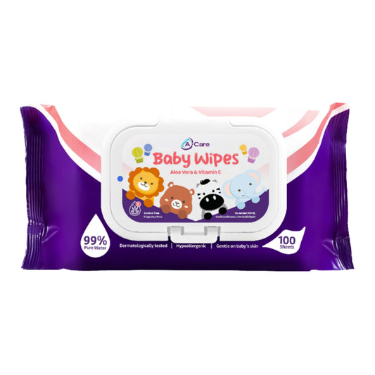 A-Care Baby Wipes 100's (with Aloe Vera Extract and Vitamin E)