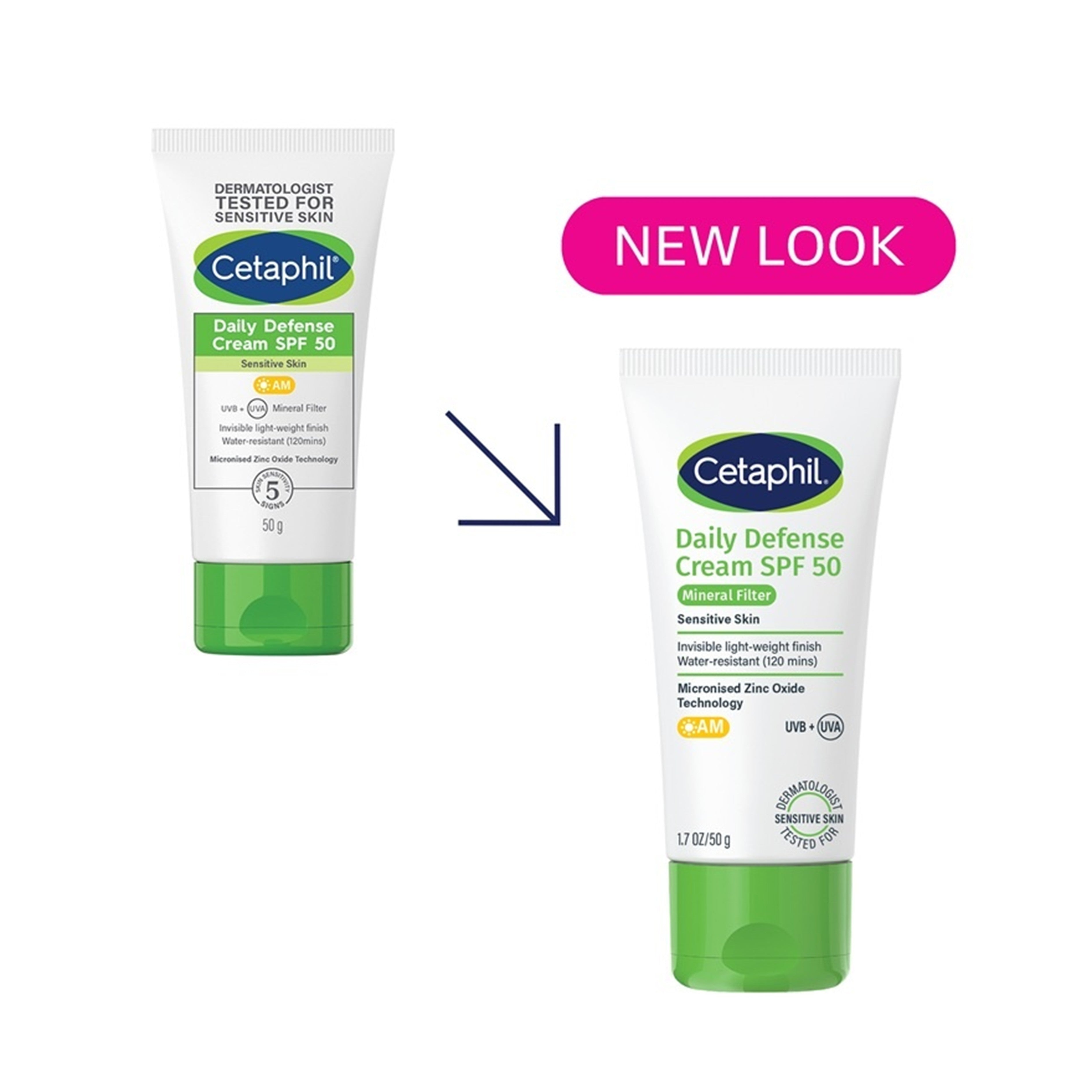 Cetaphil Daily Defense Cream SPF 50 Mineral Sunscreen (50g)