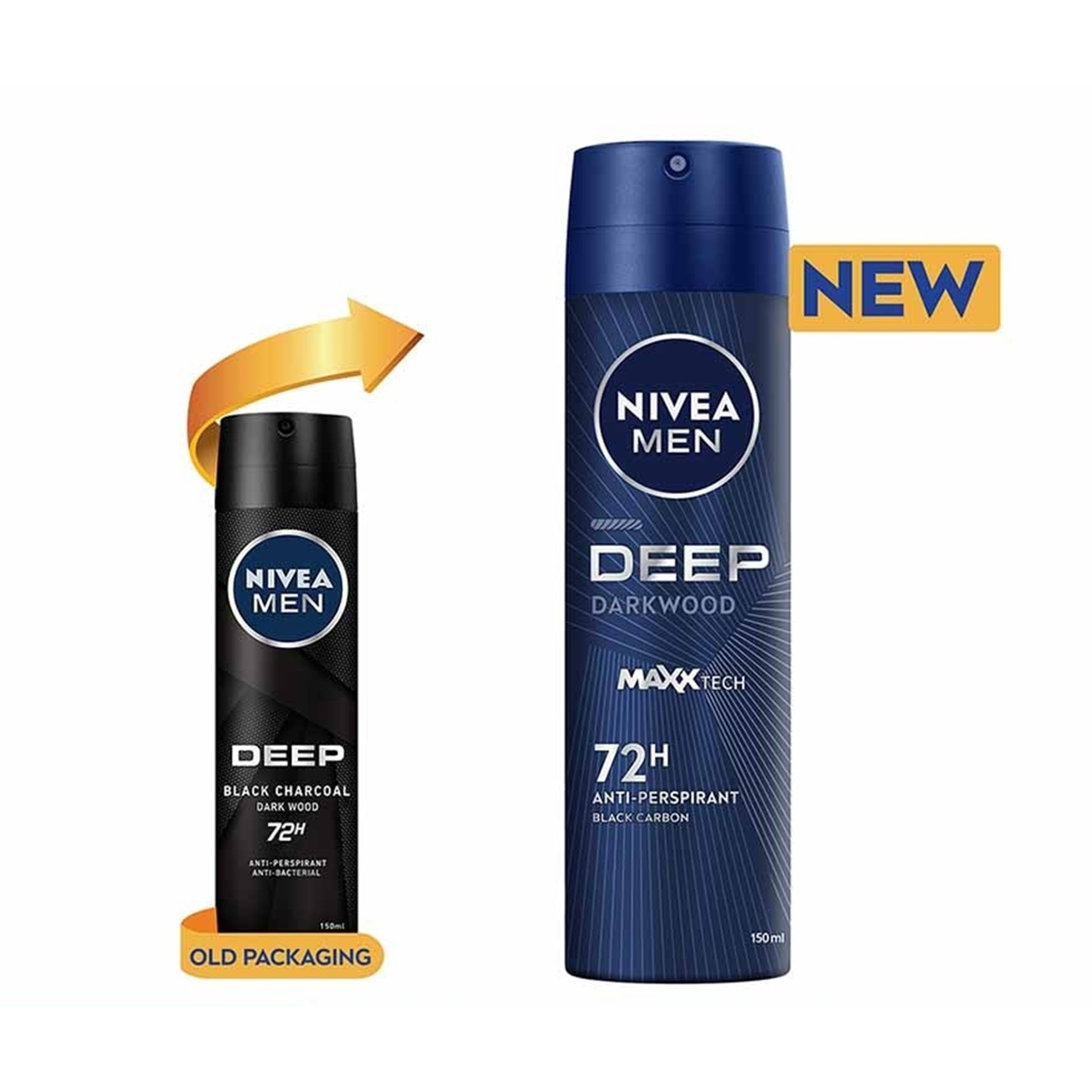 Nivea Men Deep Darkwood MaxxTech 72H Anti-Perspirant Spray 150mLx2's [Twinpack]