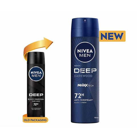 Nivea Men Deep Darkwood MaxxTech 72H Anti-Perspirant Spray 150mLx2's [Twinpack]