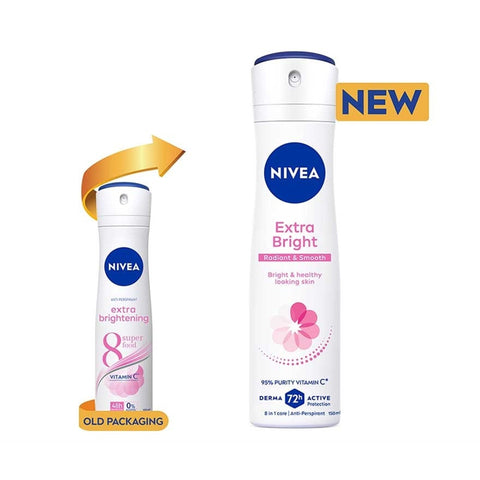 Nivea Extra Bright (Radiant and Smooth) 72H Anti-Perspirant Spray 150mL