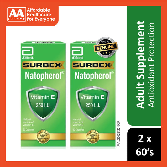 Surbex Natopherol Vitamin E 250 IU Capsule 2x60's [Twinpack]