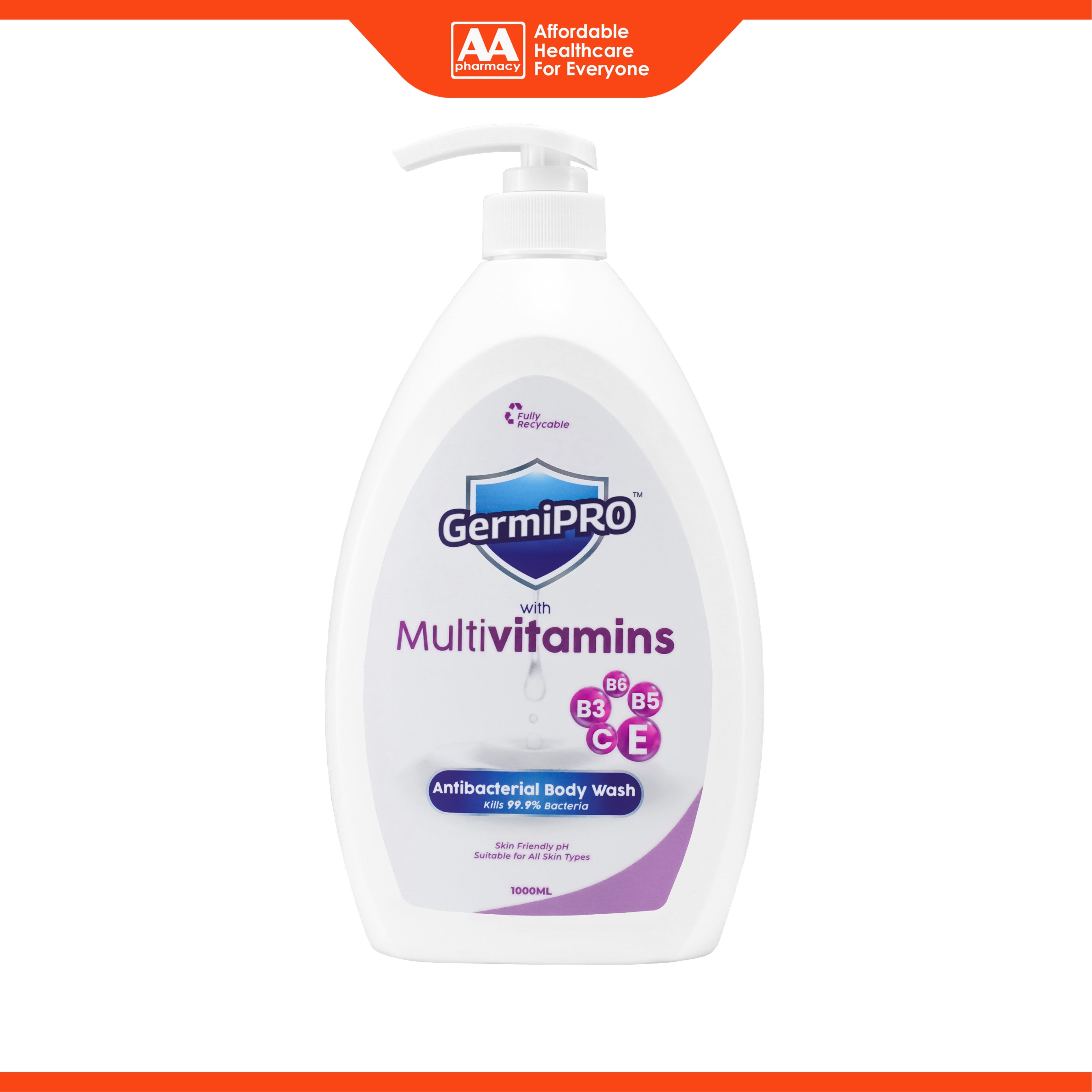 GermiPRO Antibacterial Body Wash - with Multivitamins (1000ml)