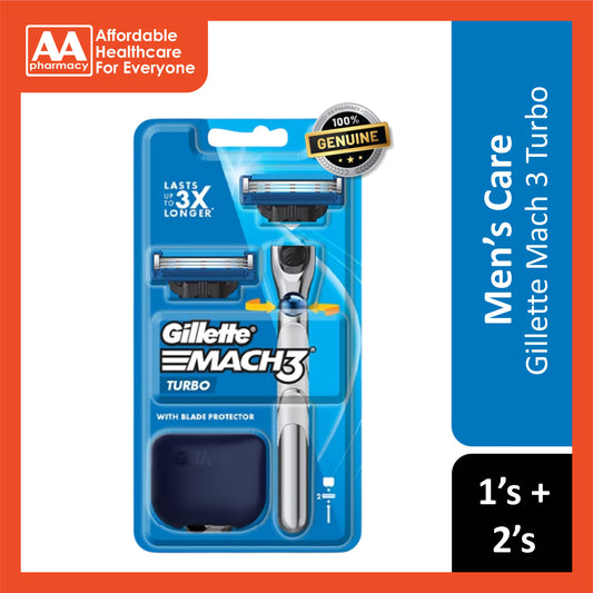 Gillette Mach 3 Turbo (1 Handle, 2 Cartridges, 1 Travel Cover)