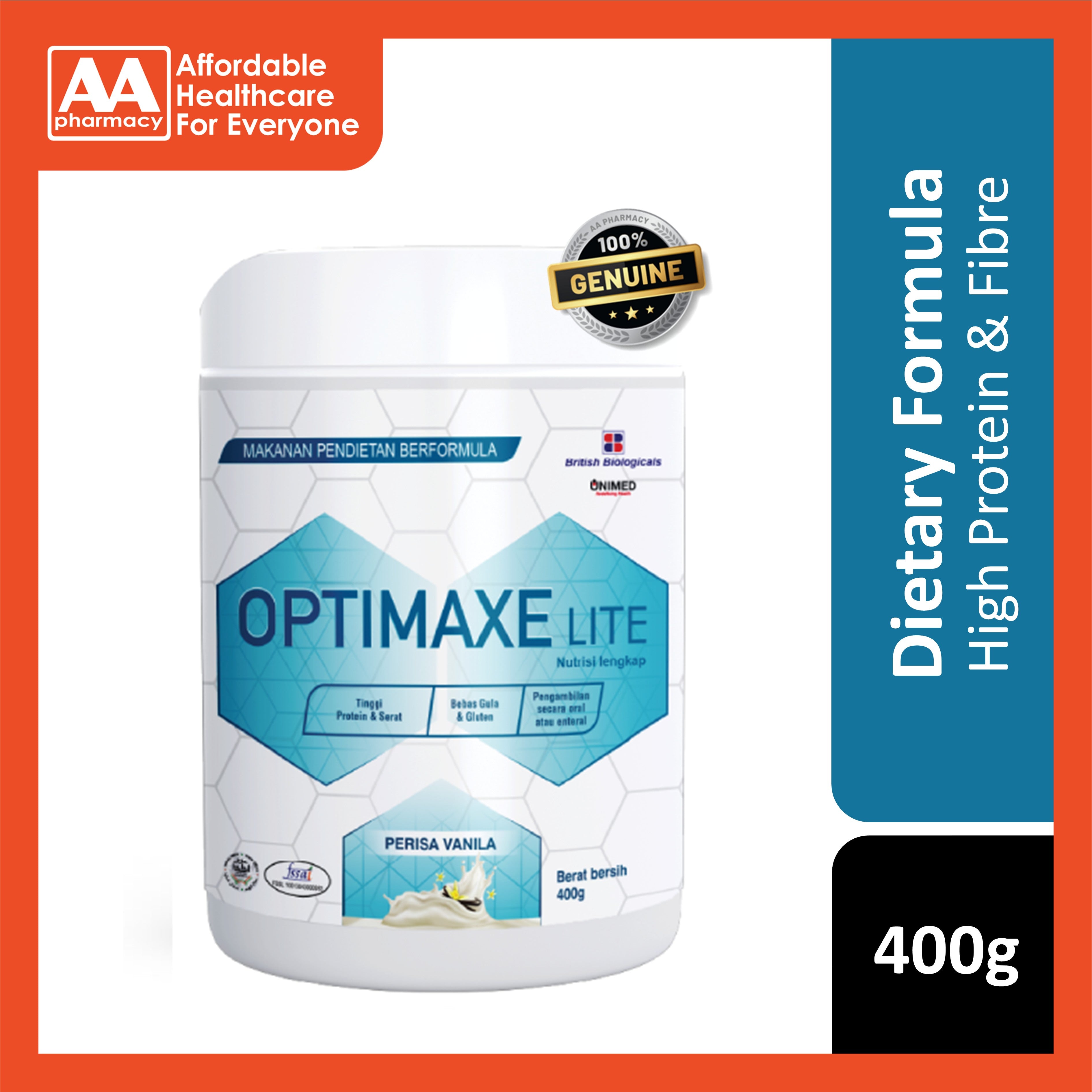 Optimaxe Lite Complete Balanced Nutrition 400g (Vanilla Flavour)