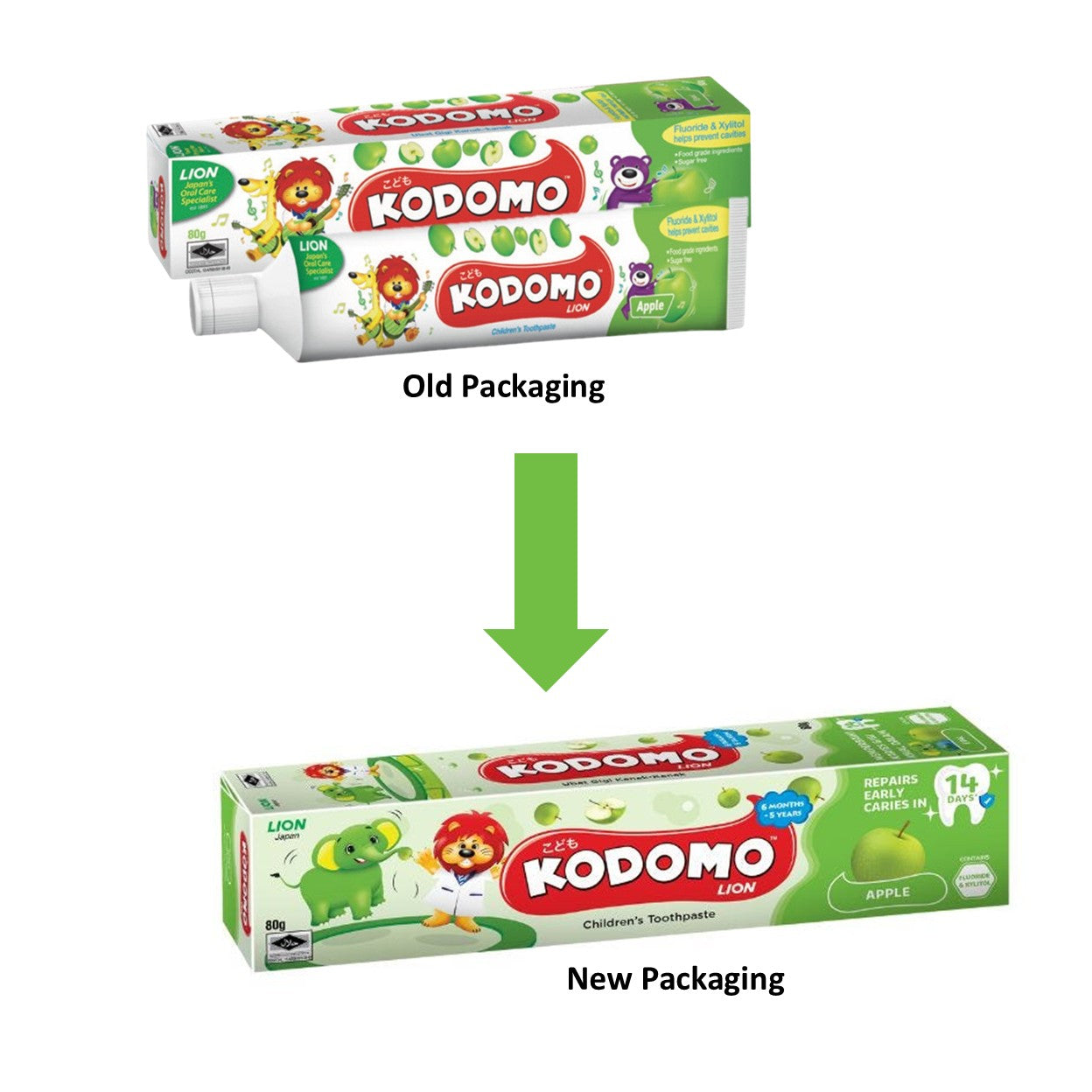 Kodomo Lion Children's Toothpaste - Apple Flavour (80g)