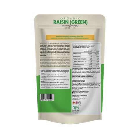 Country Farm Organic Jumbo Green Seedless Raisins 200g