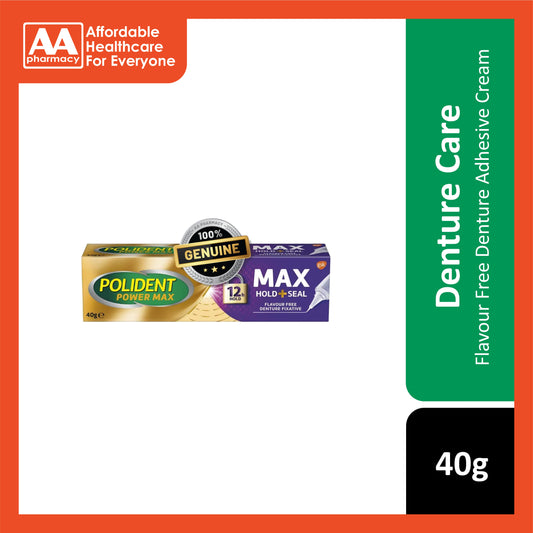 Polident Power Max (Max Hold + Seal) Denture Adhesive Cream 40g (Flavour Free)