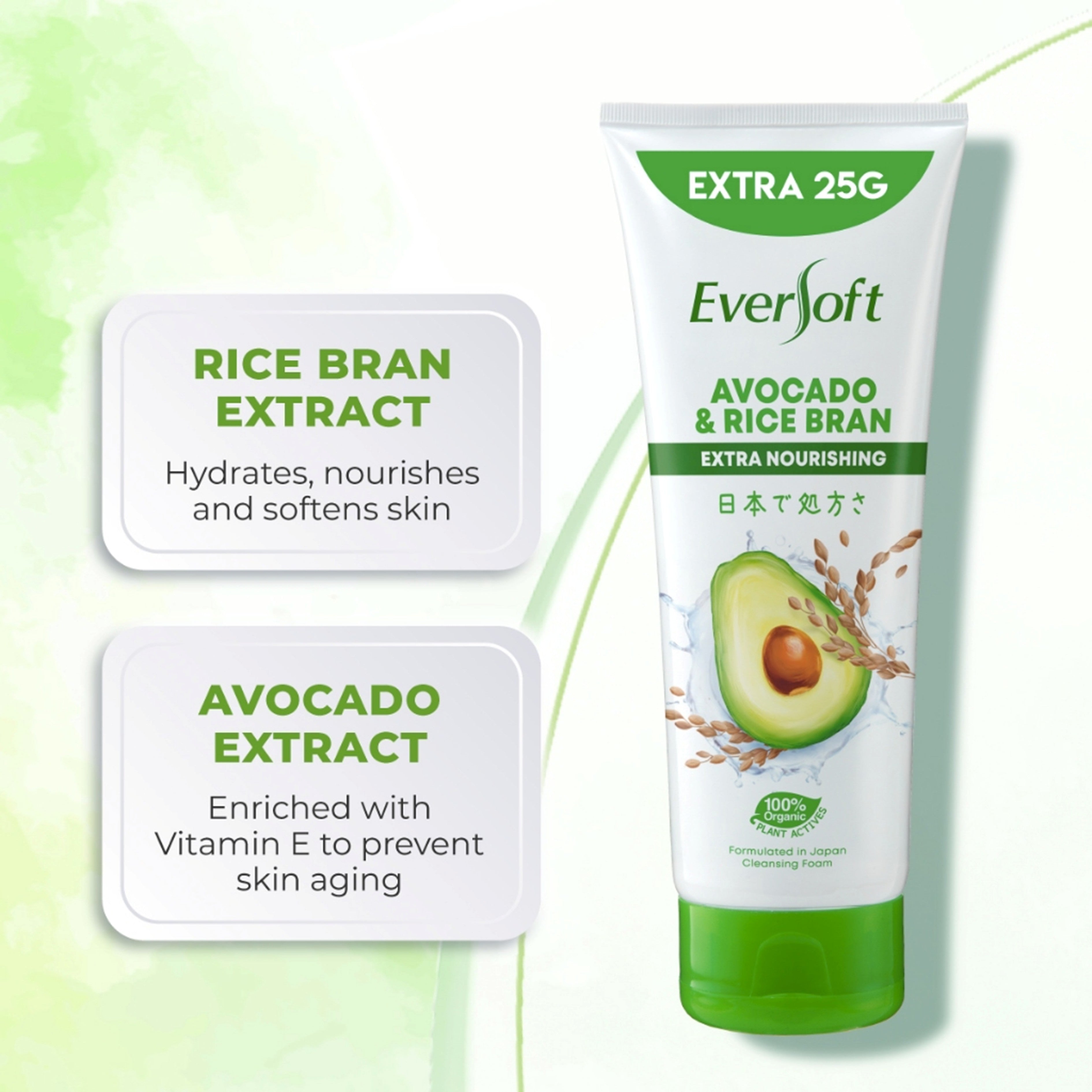 EverSoft Avocado and Rice Bran (Extra Nourishing) Cleansing Foam 195g