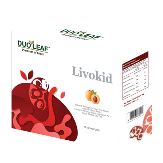 Duoleaf Livokid (Botanical Beverage Mix Peach Fruit Powder with Milk Thistle Extract) Sachet 28's