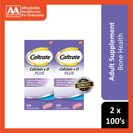 Caltrate Calcium 600mg + D Plus Tablet 2x100's