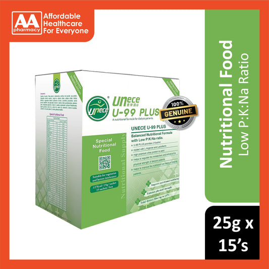 Unece U-99 Plus Balanced Nutritional Formula with Low P:K:Na Ratio Sachet 25gx15's (For Dialysis Patients)