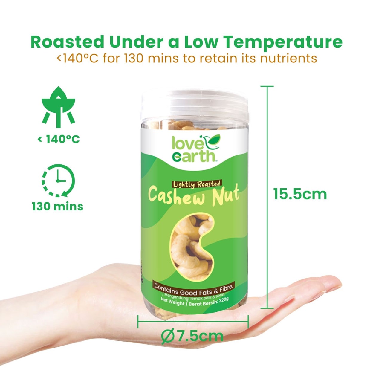 Love Earth Lightly Roasted Natural Cashew Nut 320g