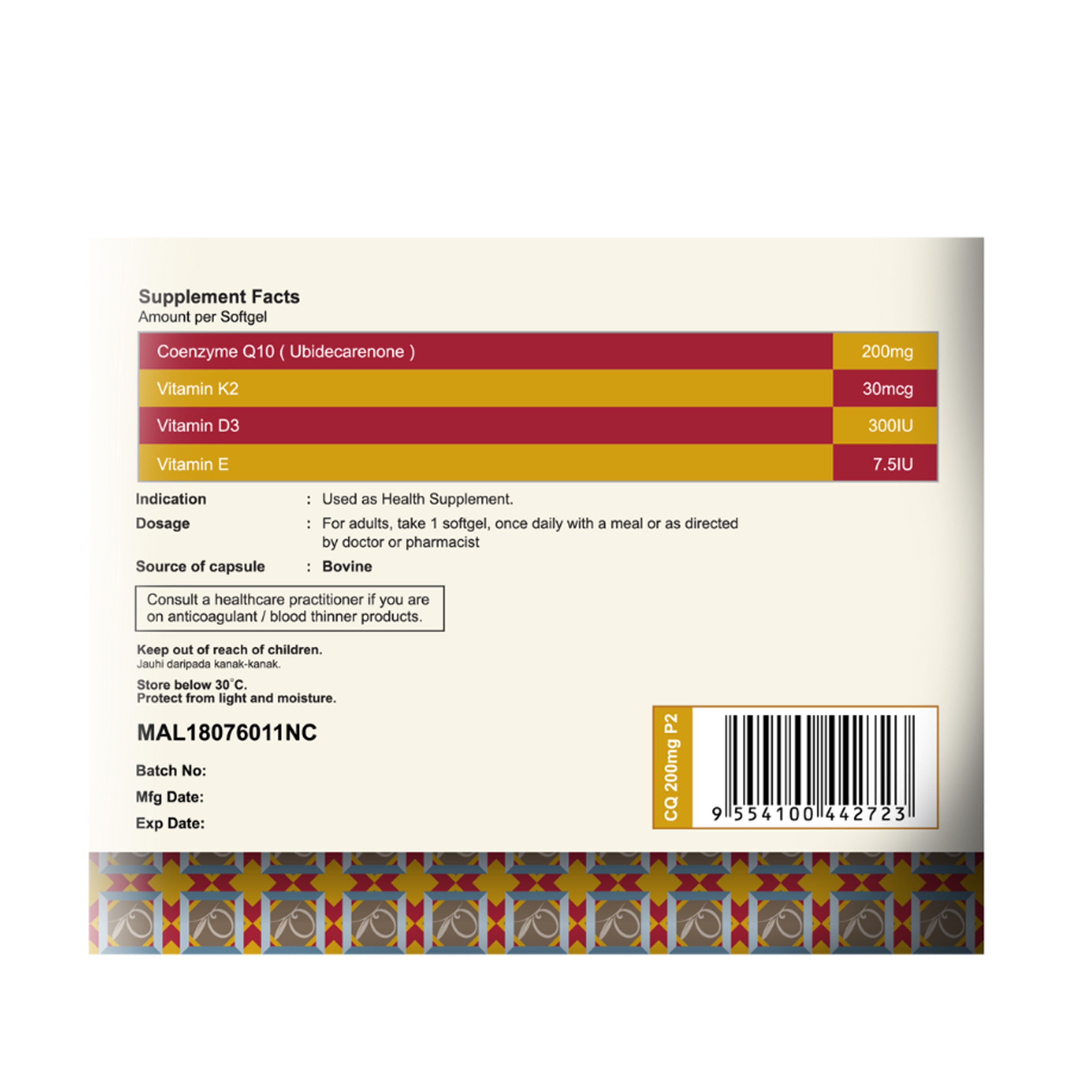 Nutriva Oliferin CoQ10 200mg Plus Softgel 90's