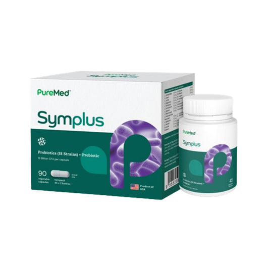 PureMed Symplus (Probiotics 18 Strains 15 Billion CFU + Prebiotic) Vegecapsule 2x45's