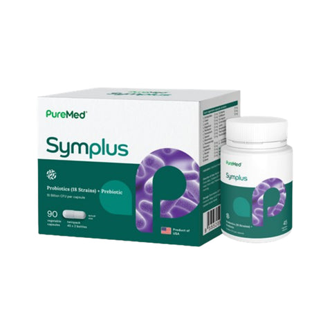 PureMed Symplus (Probiotics 18 Strains 15 Billion CFU + Prebiotic) Vegecapsule 2x45's