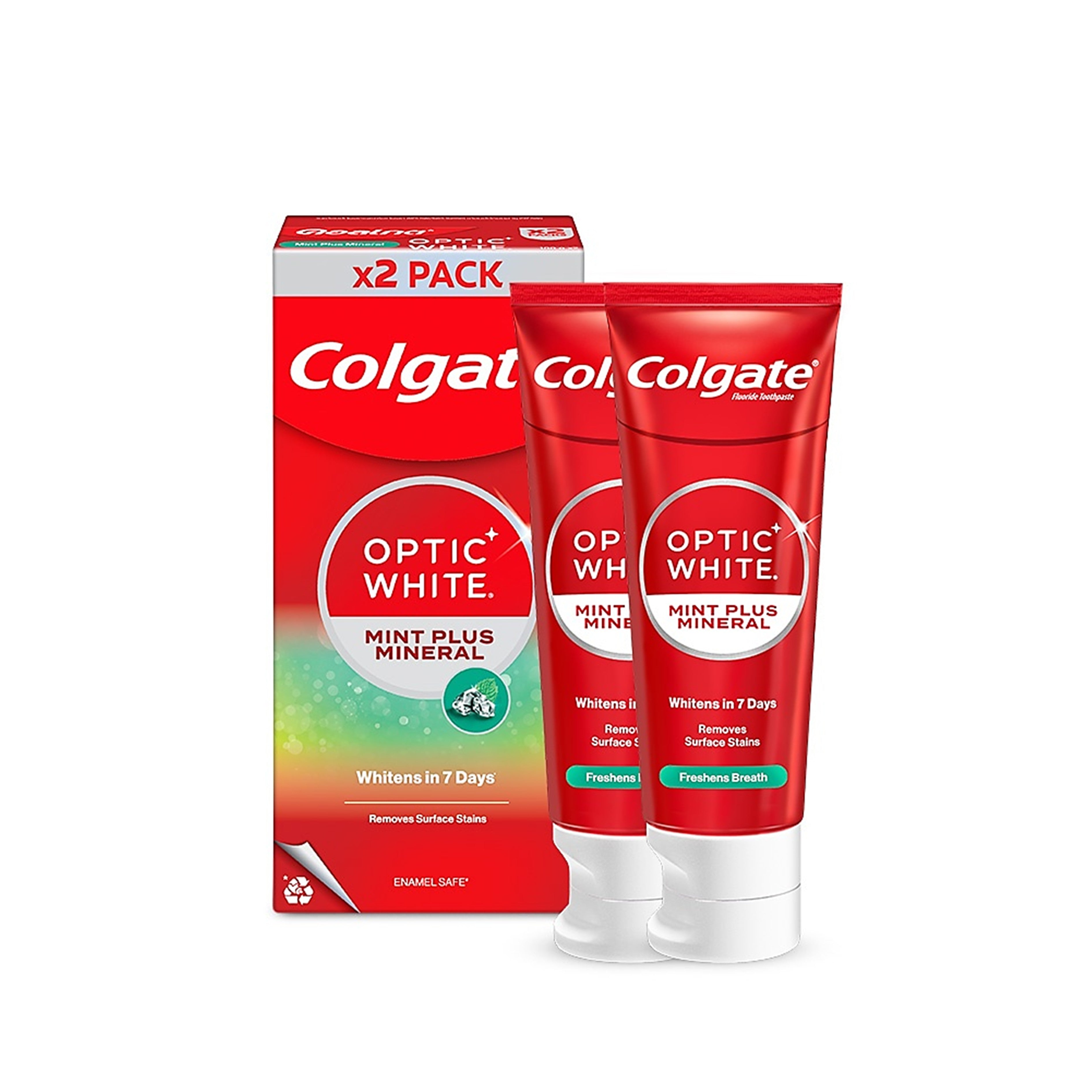 Colgate Toothpaste (Optic White Mint Plus Mineral) 100gx2's [Twinpack]