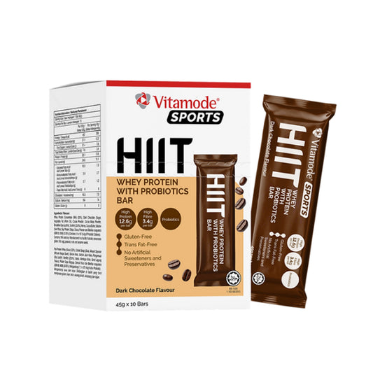 Vitamode Sports HIIT Whey Protein with Probiotics Bar (Dark Chocolate) 45gx10's