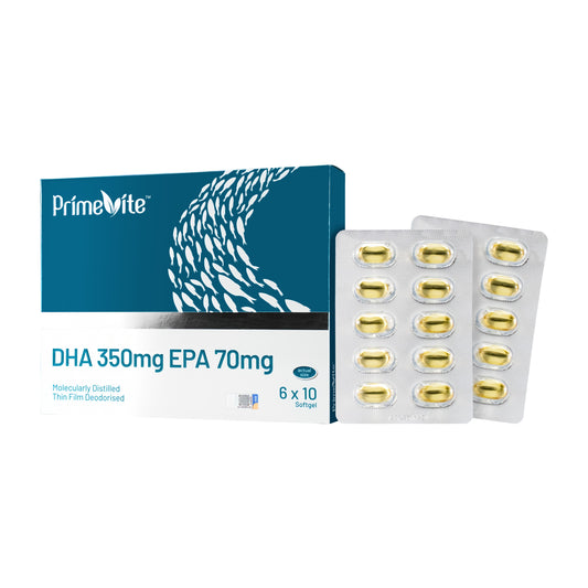 PrimeVite DHA 350mg EPA 70mg Fish Oil Softgel 6x10's