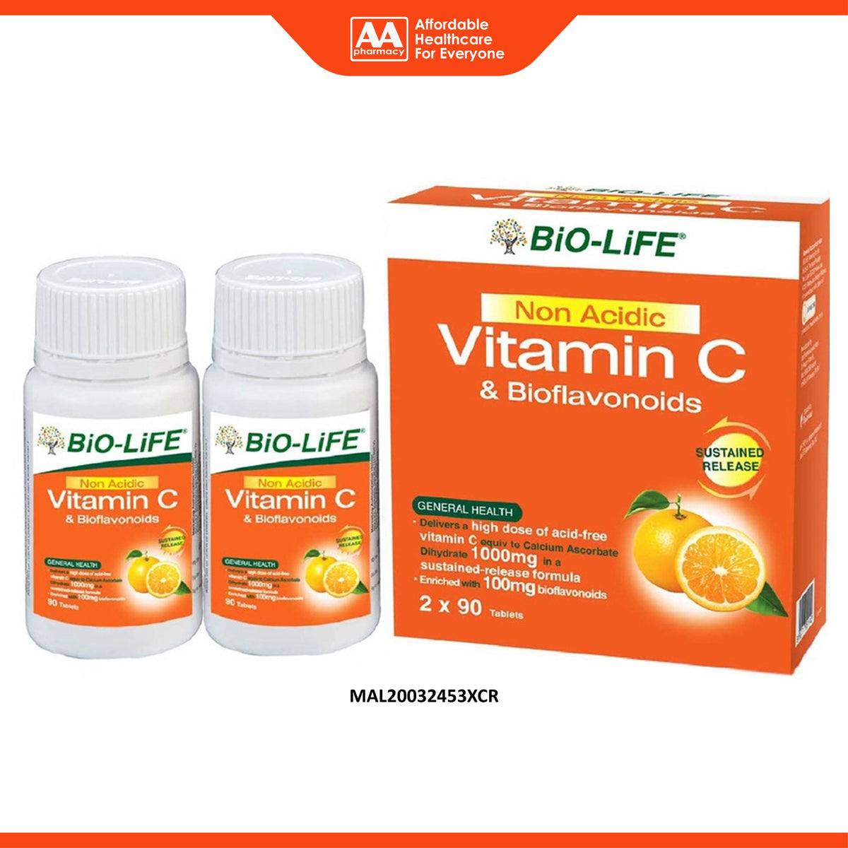 BiO-LiFE Non Acidic Vitamin C and Bioflavonoids Tablet (2 x 90's)