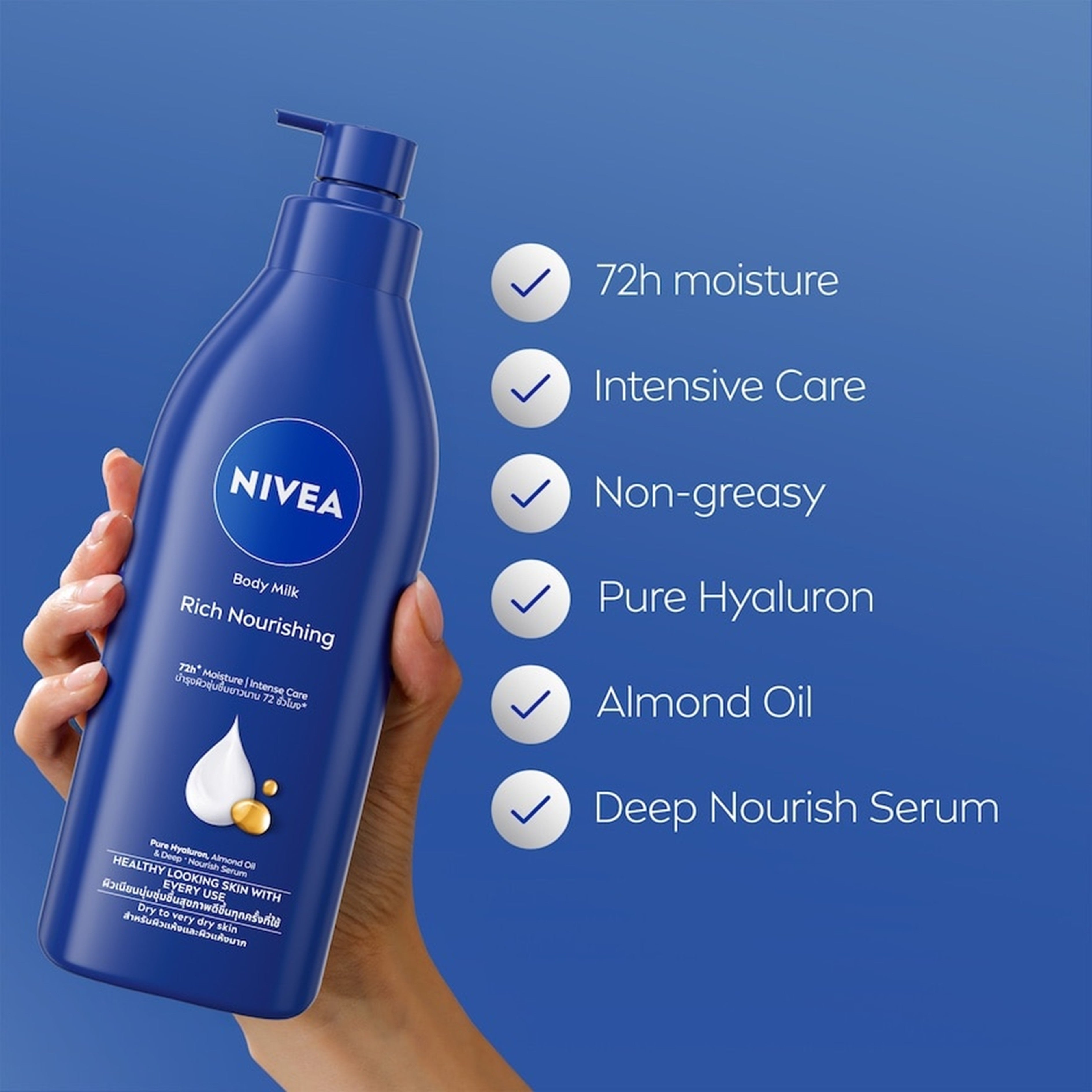 Nivea Rich Nourishing Body Milk (72h Moisture, Intense Care) 350mLx2's [Twinpack]