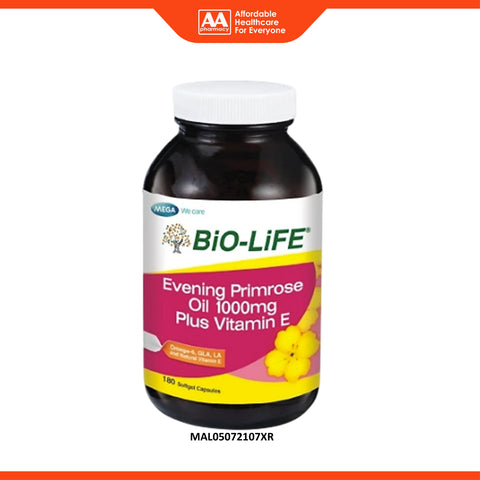 Bio-Life Evening Primrose Oil 1000mg Plus Vitamin E Softgel Capsules 180's
