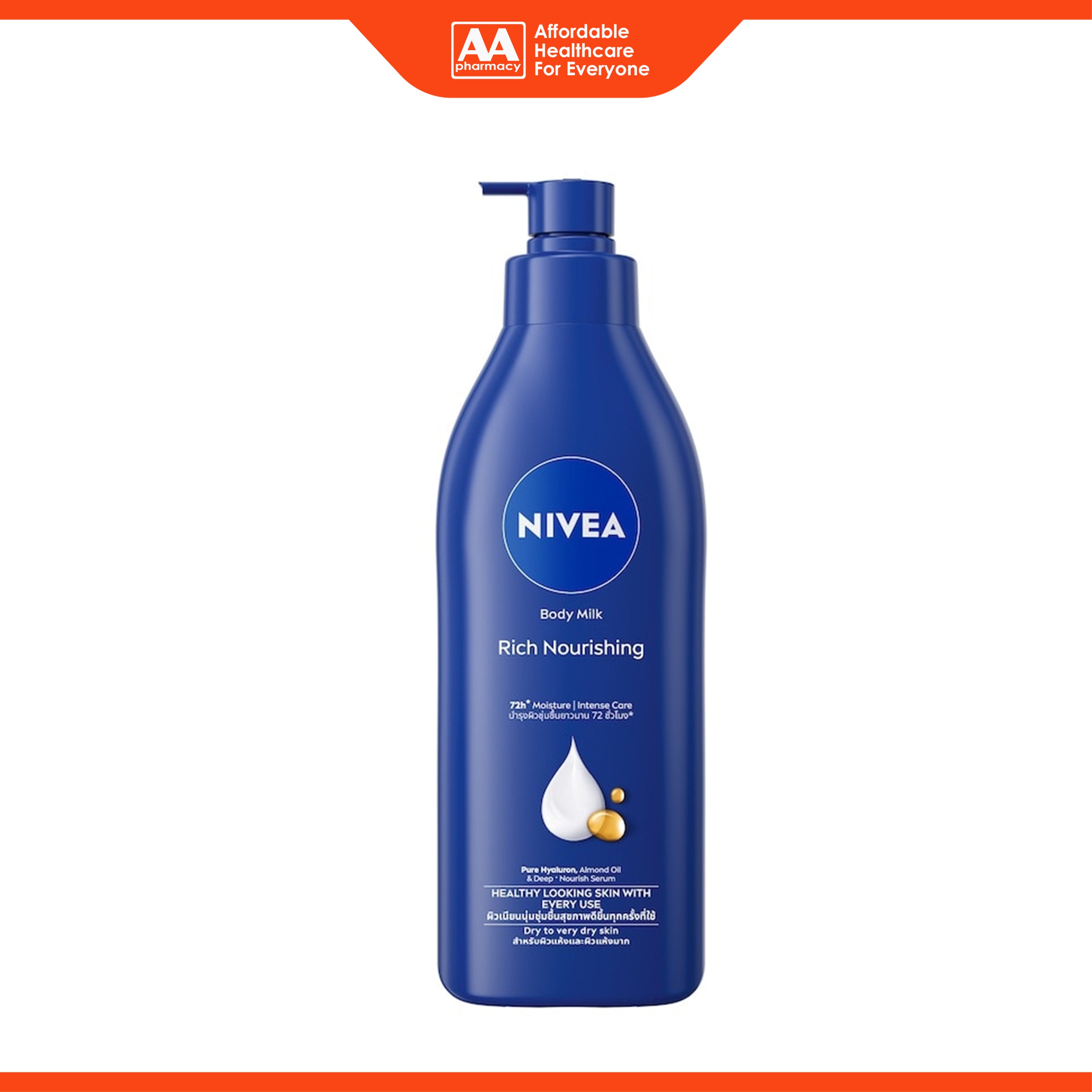 Nivea Rich Nourishing Body Milk (72h Moisture, Intense Care) 350mL