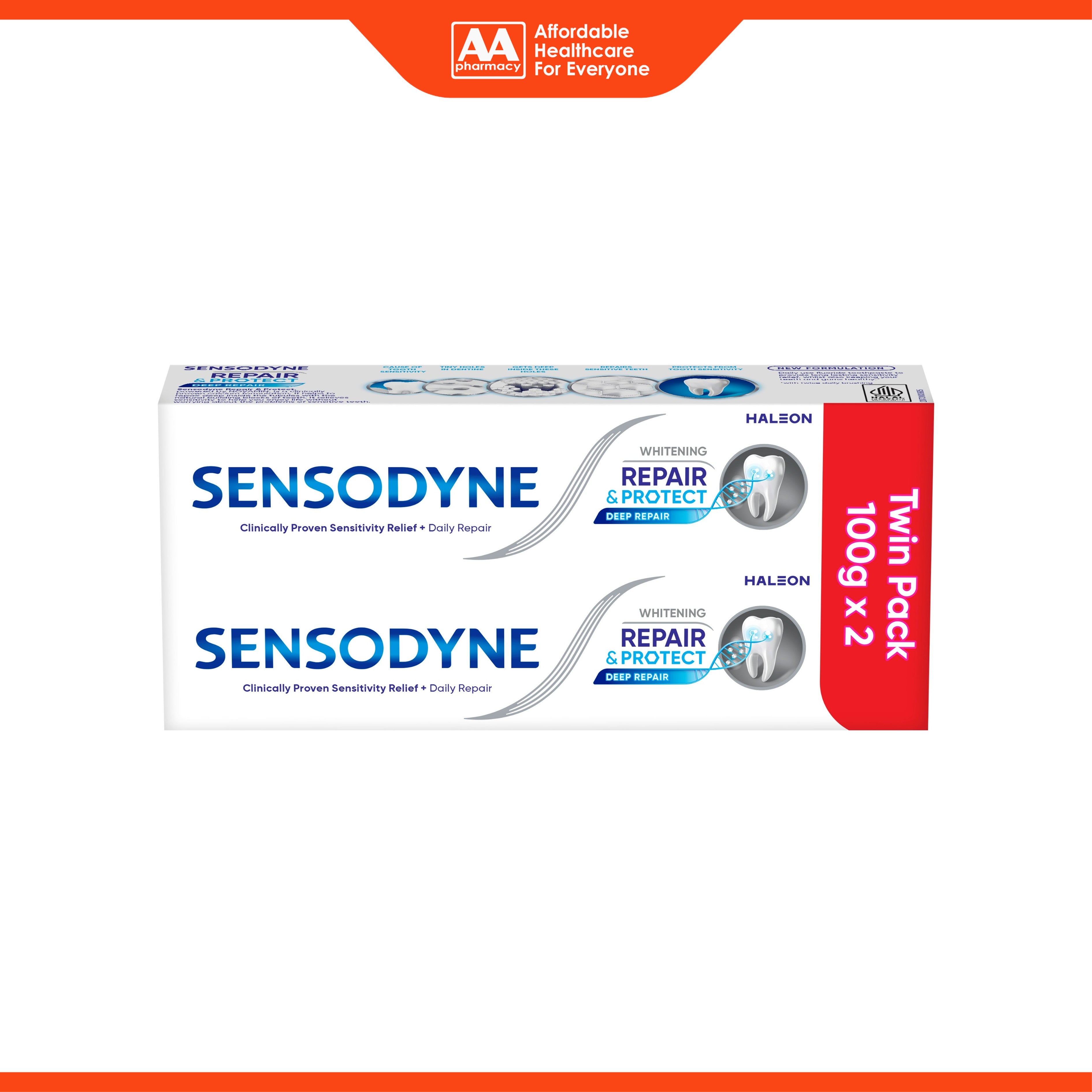 Sensodyne Toothpaste - Repair and Protect, Deep Repair, Whitening (2 x 100g)