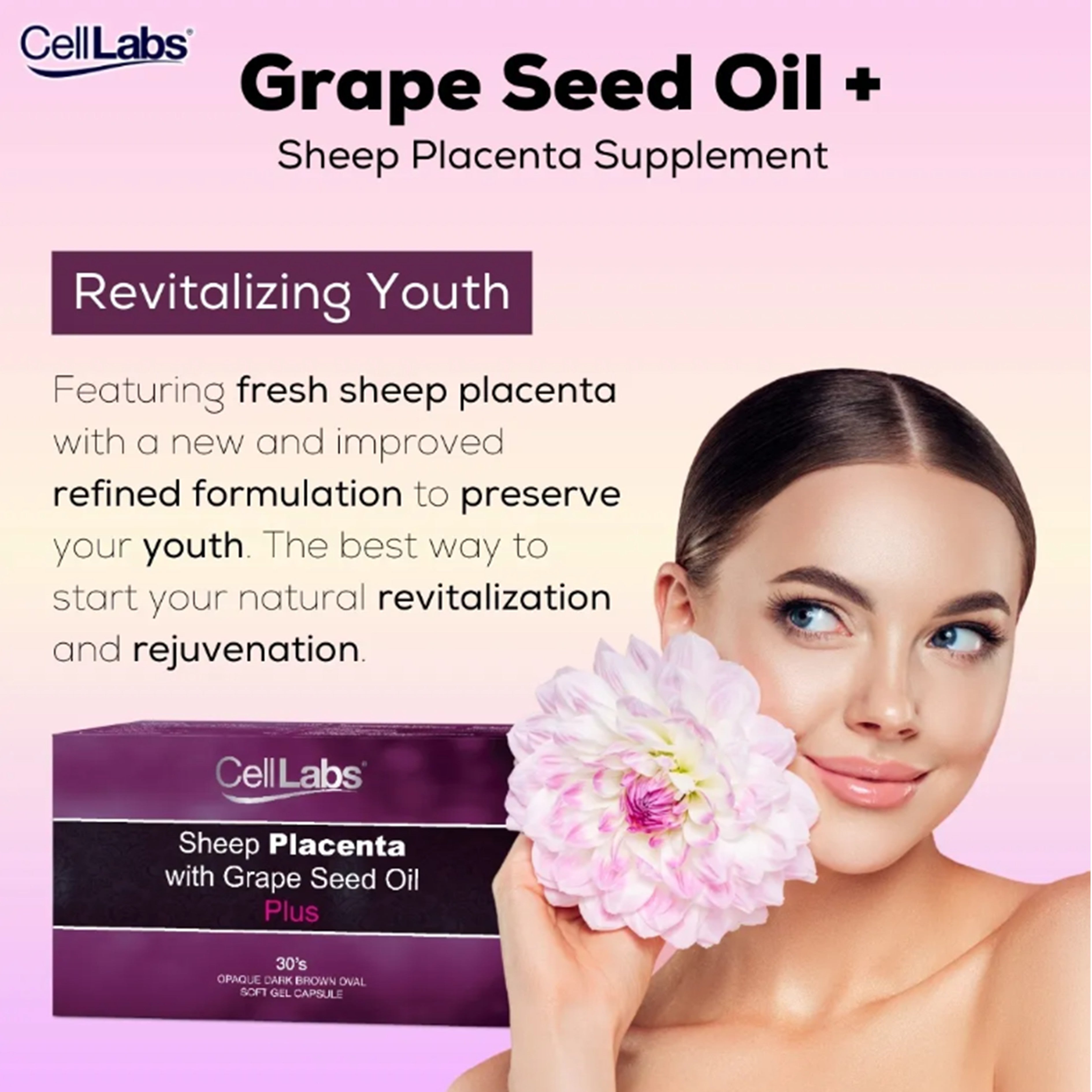 CellLabs Sheep Placenta with Grape Seed Oil Plus Softgel Capsule 30's