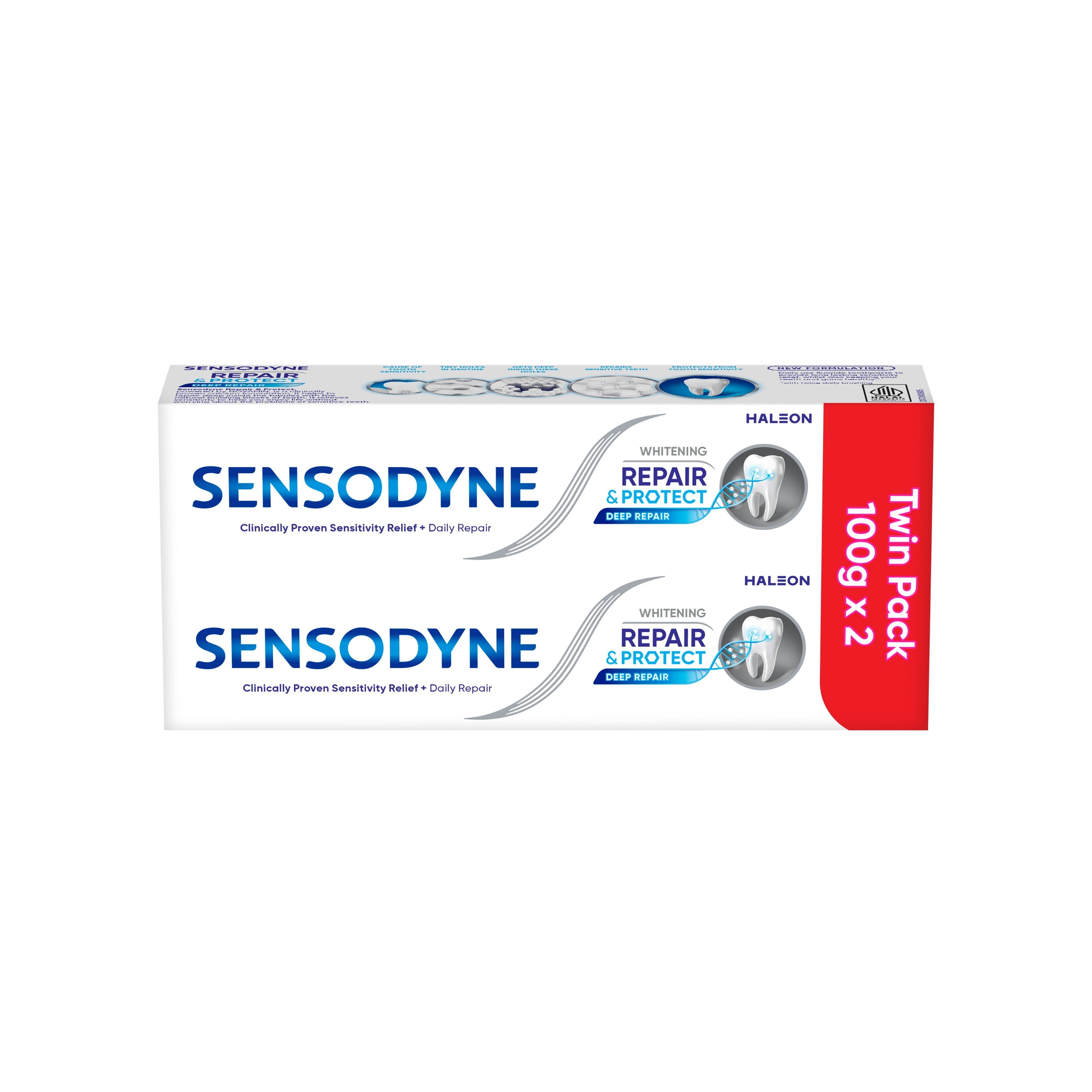 Sensodyne Toothpaste - Repair and Protect, Deep Repair, Whitening (2 x 100g)