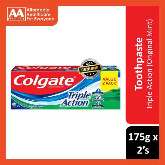 Colgate Toothpaste (Triple Action, Original Mint) 175gx2's [Twinpack]