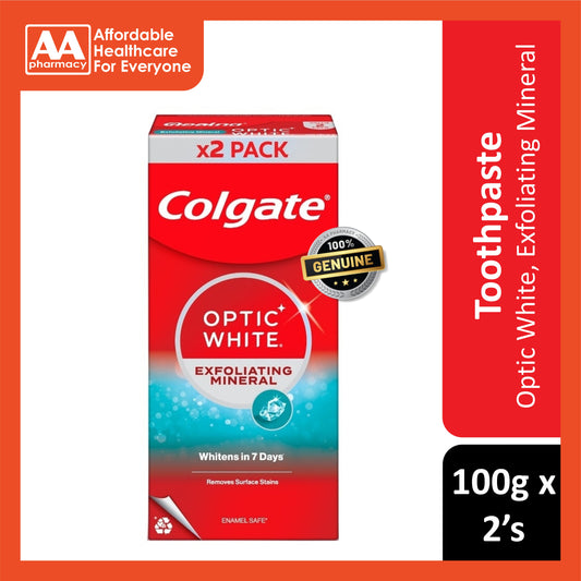 Colgate Toothpaste (Optic White Exfoliating Mineral) 100gx2's [Twinpack]