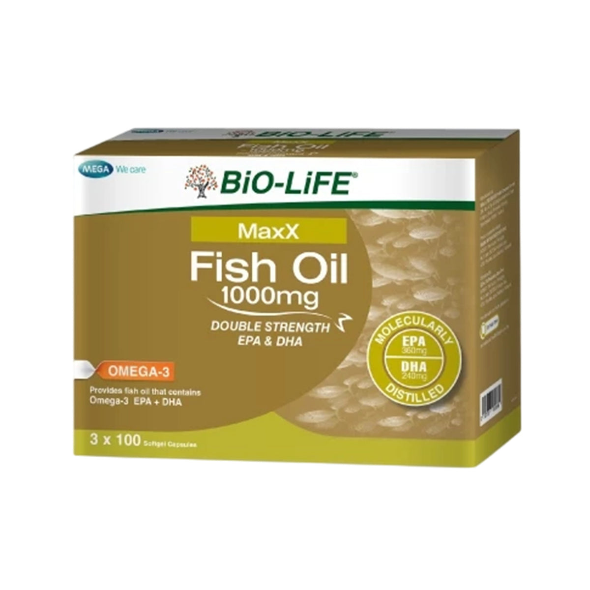BiO-LiFE MaxX Fish Oil 1000mg Double Strength EPA and DHA Softgel Capsule (3 x 100's)