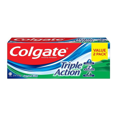Colgate Toothpaste (Triple Action, Original Mint) 175gx2's [Twinpack]