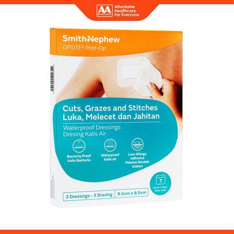 Smith and Nephew Opsite Post-Op Waterproof Dressing 9.5cmx8.5cm 3's