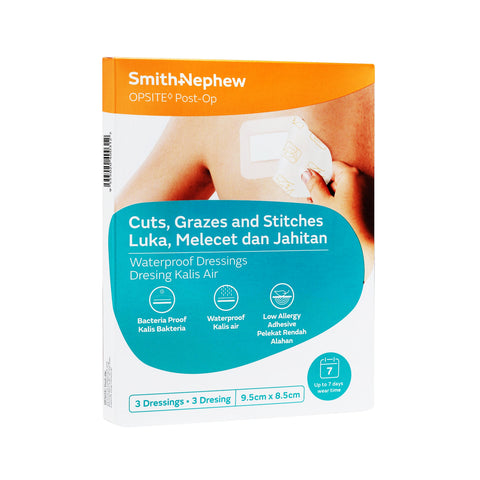 Smith and Nephew Opsite Post-Op Waterproof Dressing 9.5cmx8.5cm 3's