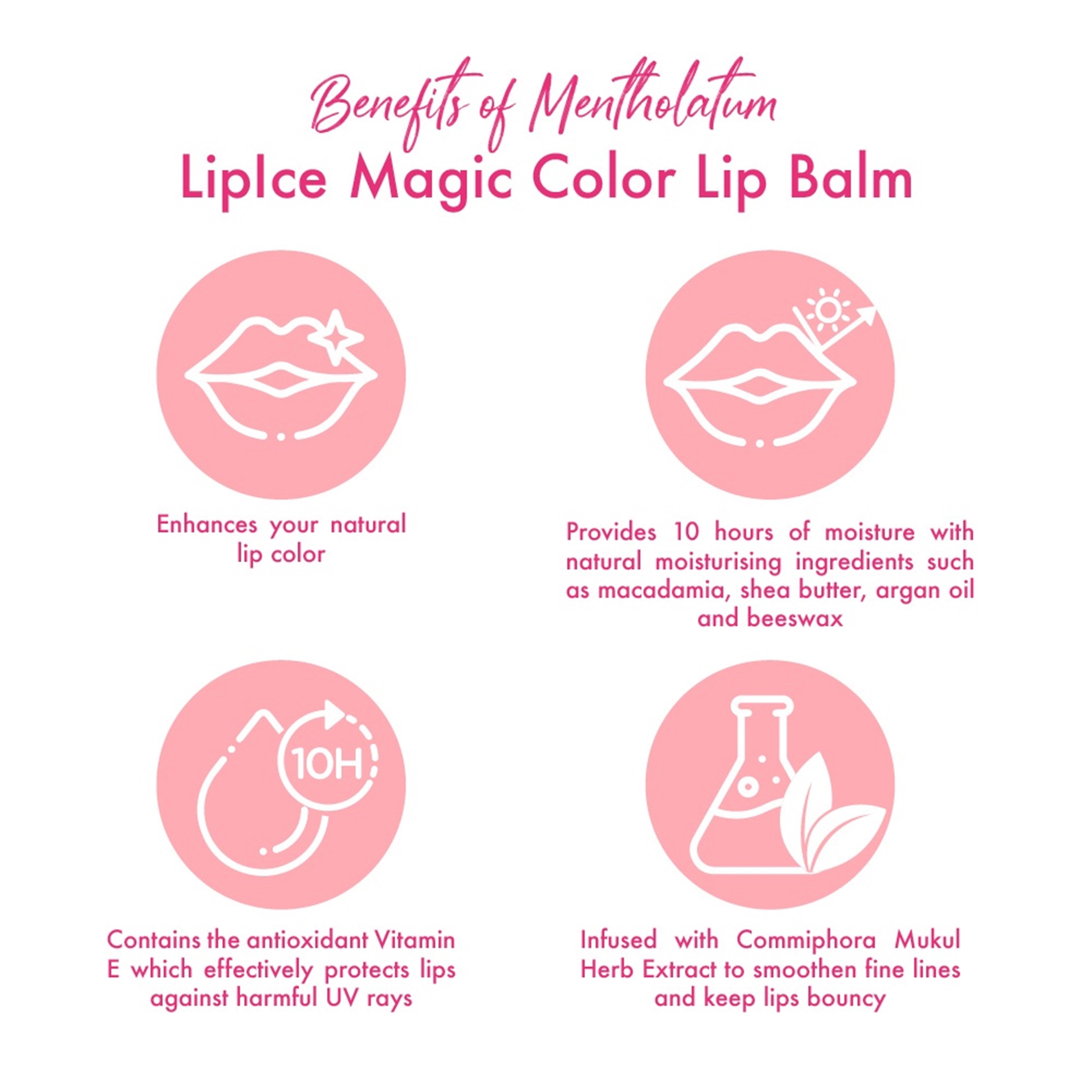 LipIce Magic Color Lip Balm (Rose Pink Fragrance Free) 2g