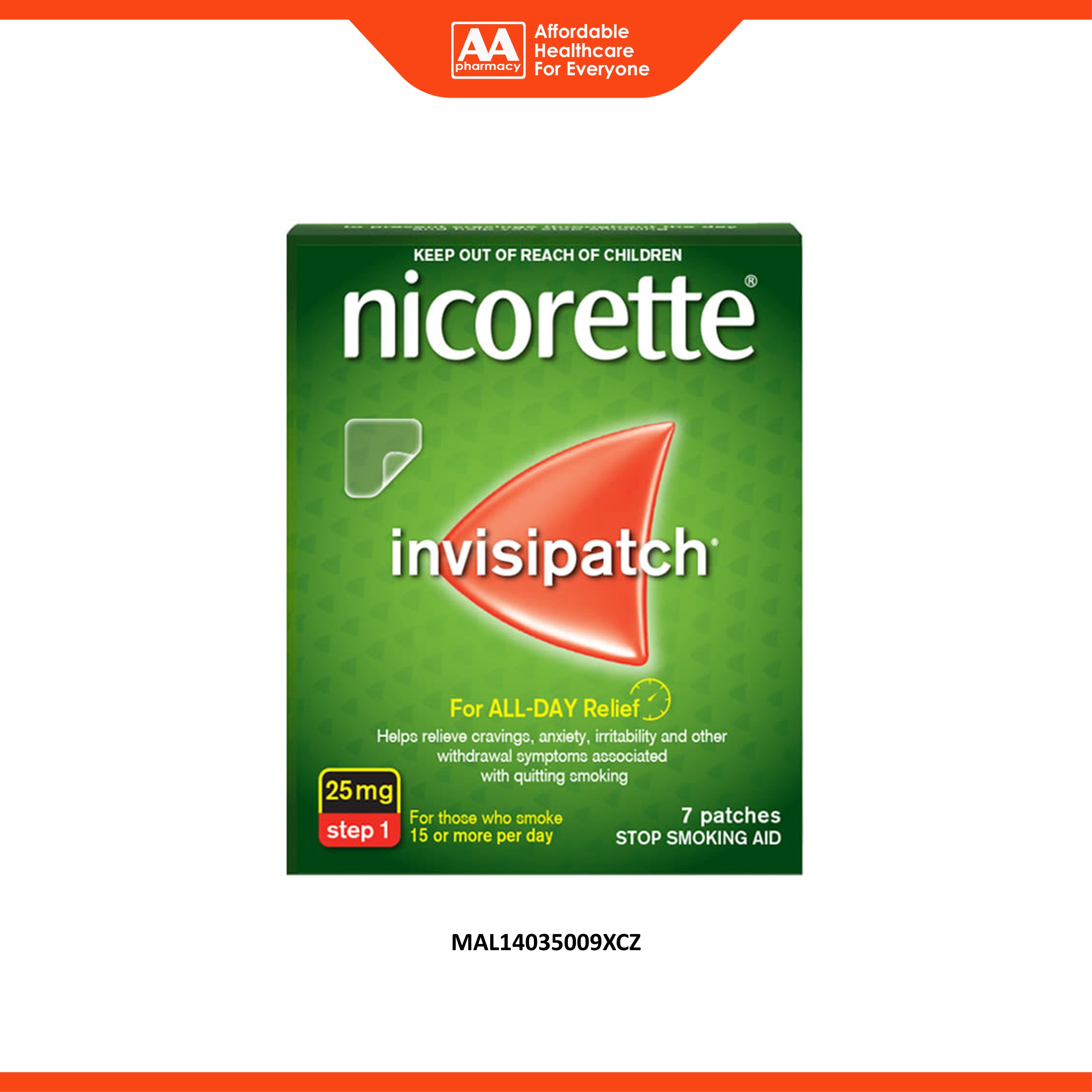 Nicorette Invisi Transdermal Patch - 25mg/16hr, Step 1 (7's)