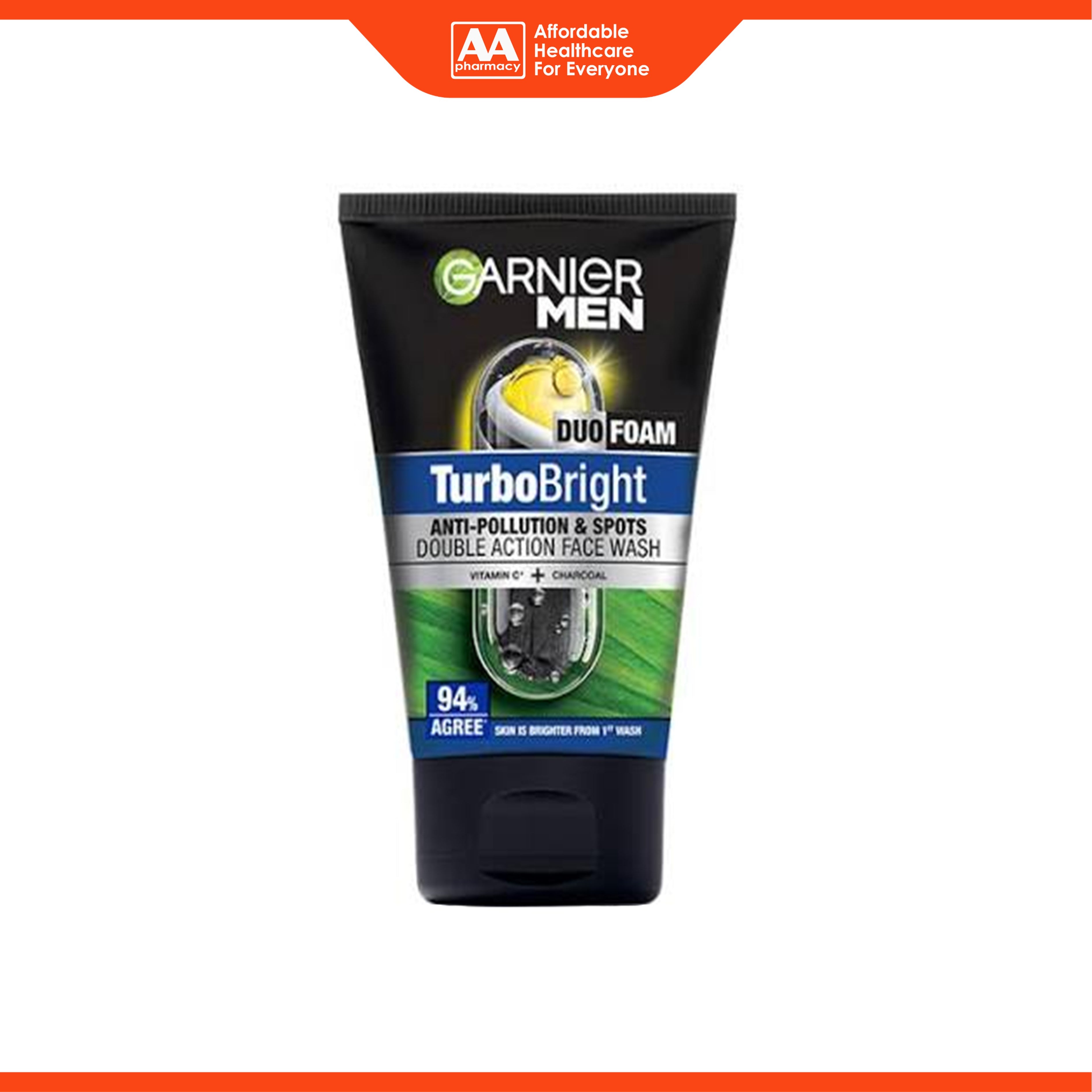 Garnier Men TurboBright Anti-Pollution and Spots Double Action Face Wash (100ml)
