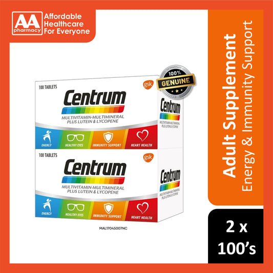 Centrum Multivitamin-Multimineral Plus Lutein and Lycopene Tablet 2x100's [Twinpack]