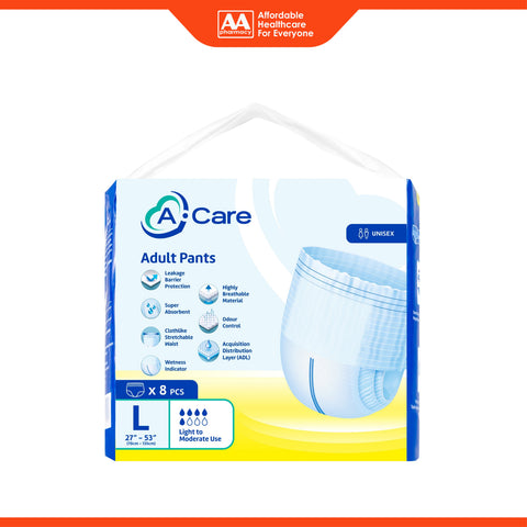 A-Care Adult Pants Size L 8's (70-135cm / 27-53 inches)