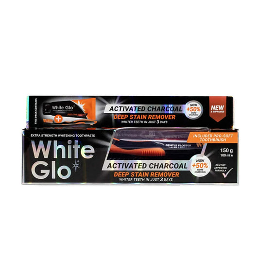 White Glo Extra Strength Whitening Activated Charcoal Deep Stain Remover Toothpaste 150g