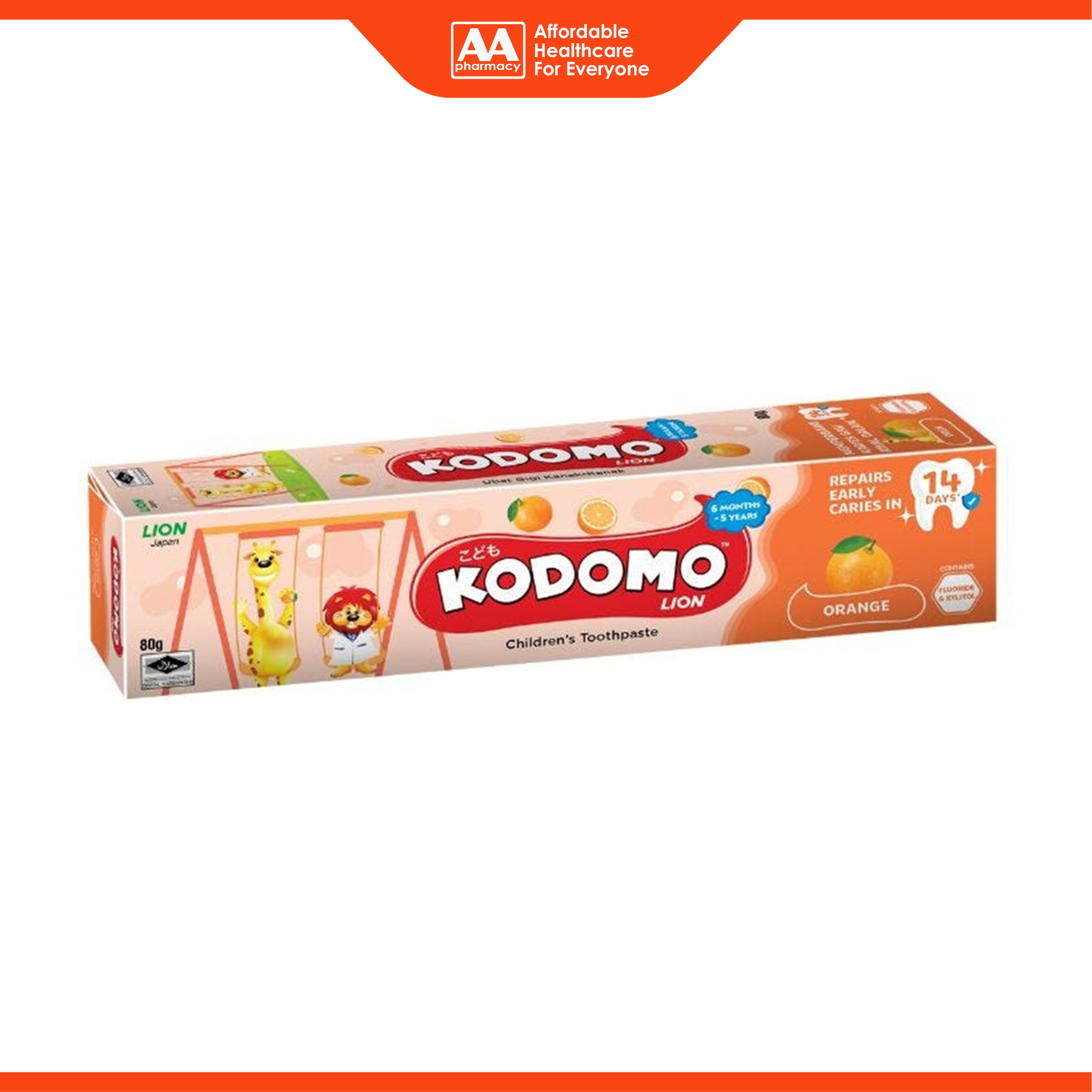 Kodomo Lion Children's Toothpaste - Orange Flavour (80g)