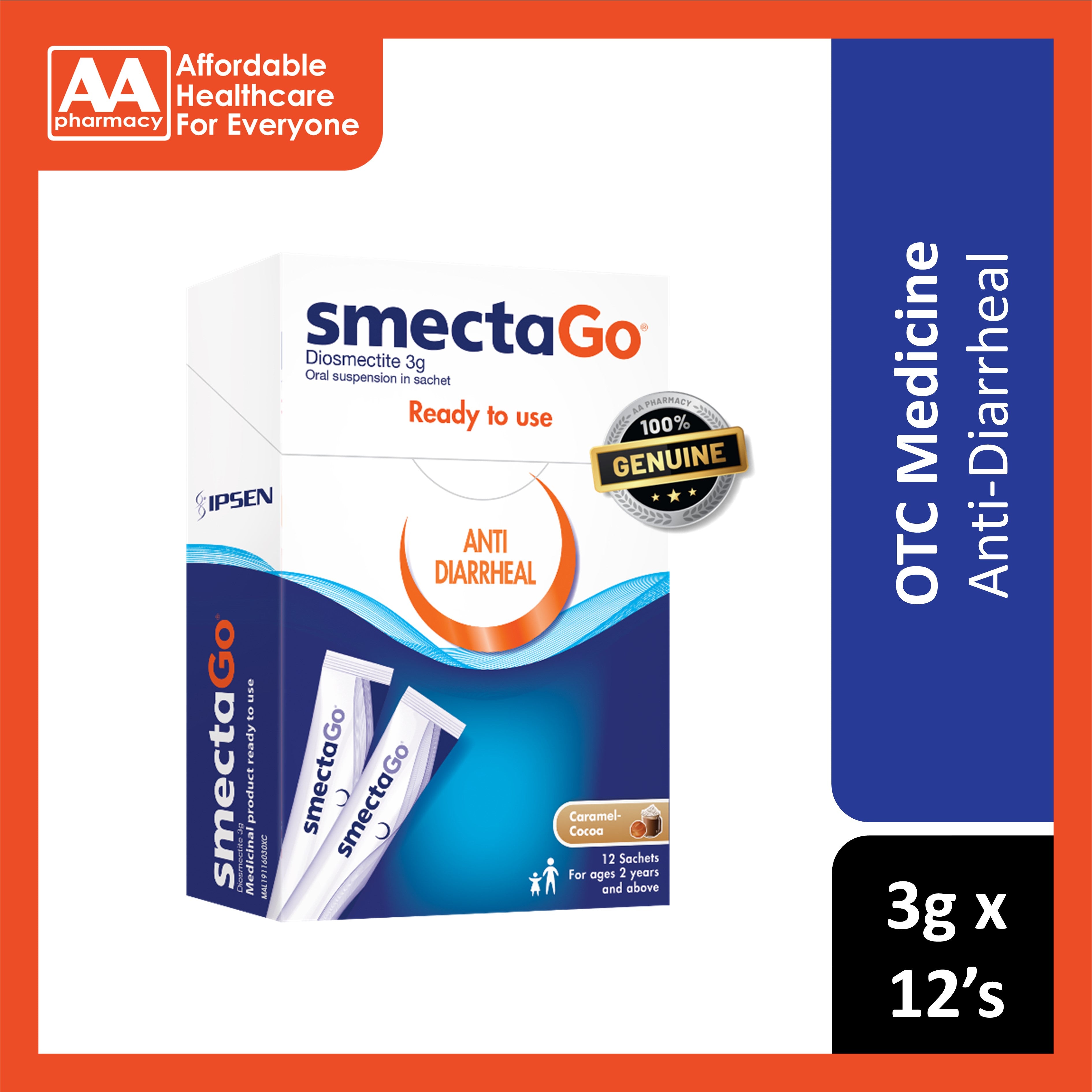 Smecta Go Anti-Diarrheal Caramel Cocoa Sticks Sachet 3gx12's – AA Pharmacy