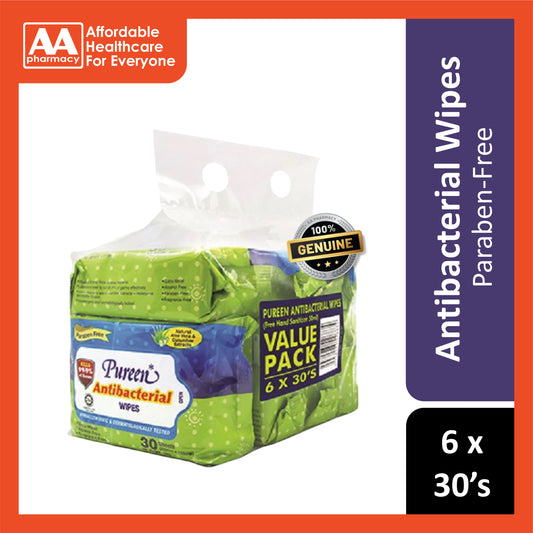 Pureen Antibacterial Wipes 6x30's [Value Pack]