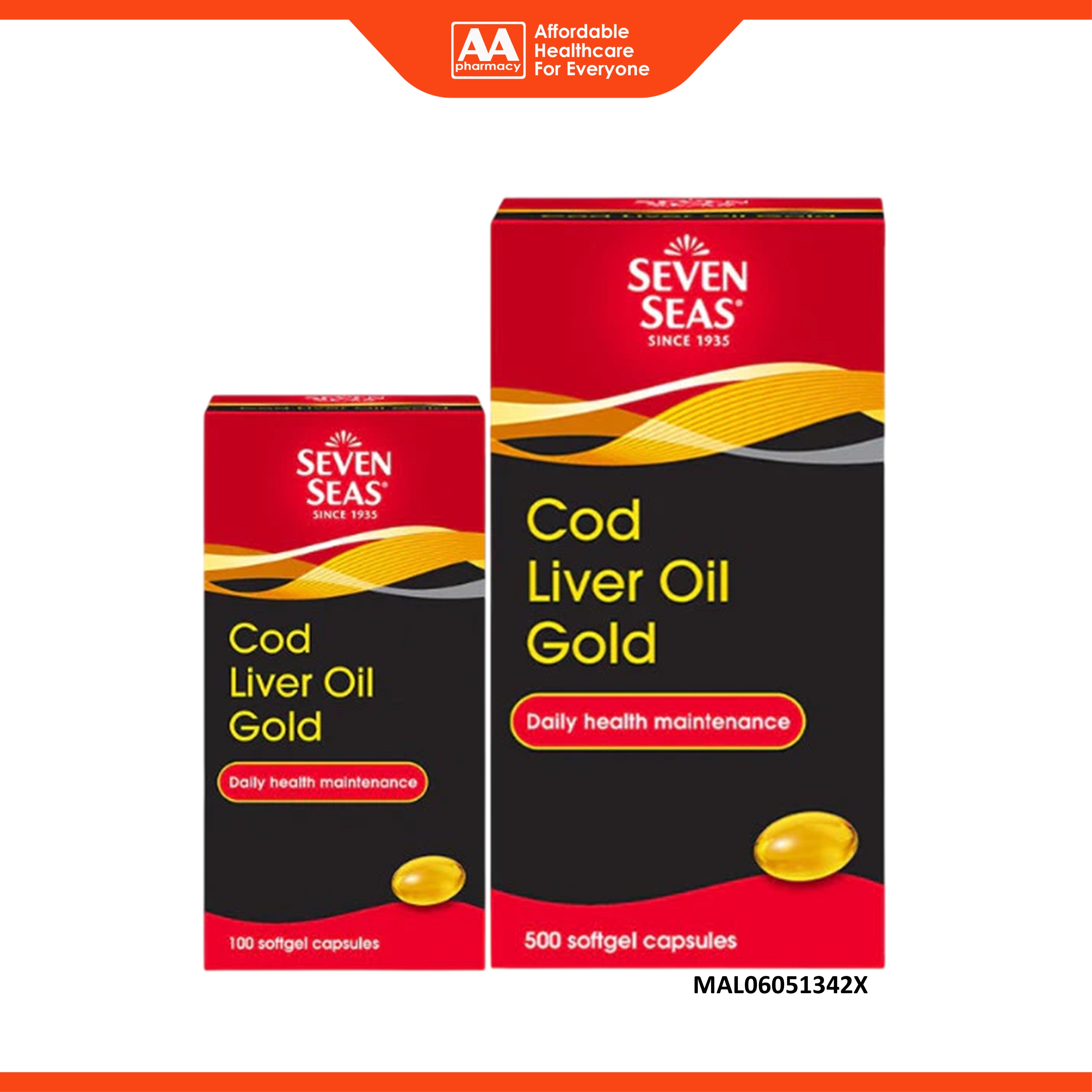 Seven Seas Cod Liver Oil Gold Softgel Capsule 500's + 100's