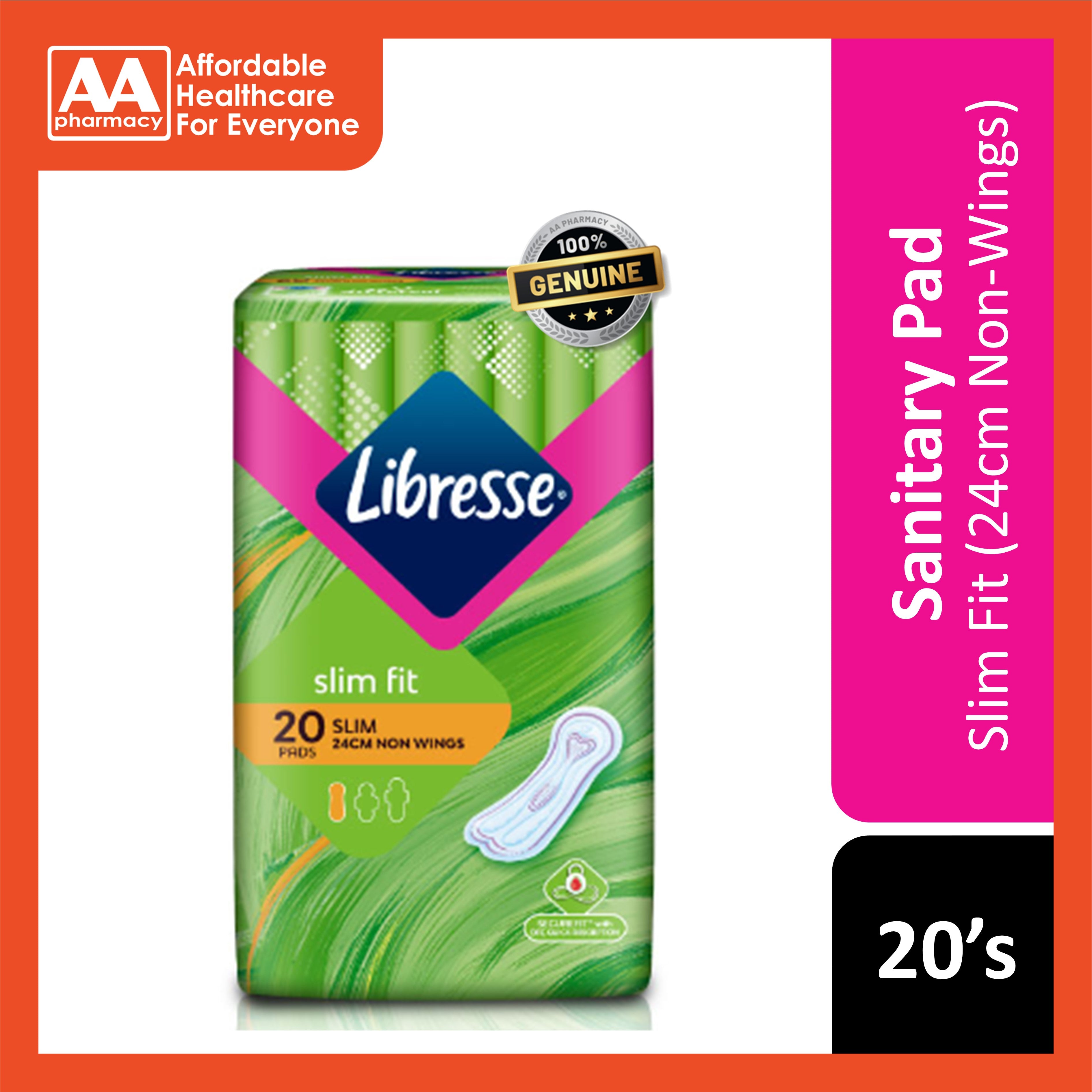 Libresse Pads (Slim Fit, 24cm Non-Wings) 20's